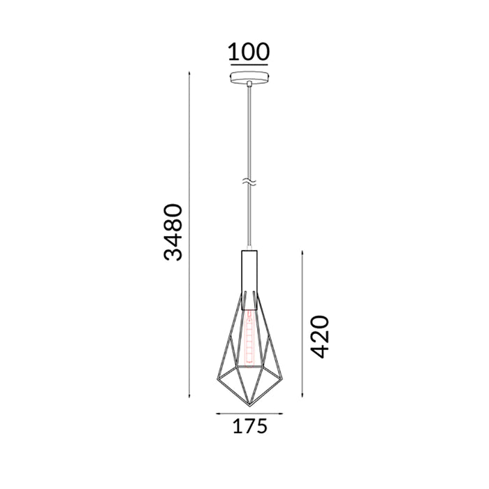 Pendant ES White Small Diamond Cage OD175mm