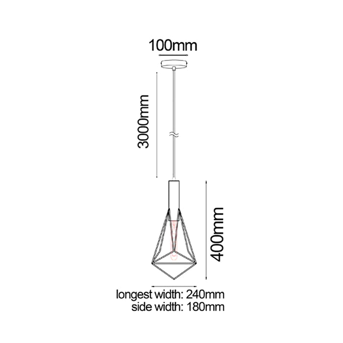 Pendant ES White Large Diamond Cage OD250mm