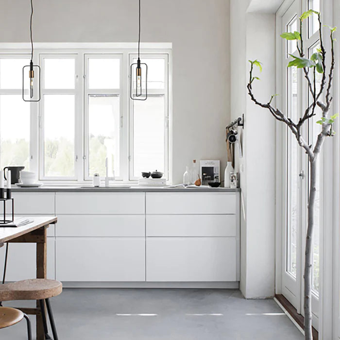 Pendant ES Black Rectangular w/Antique Brass Highlight OD150m