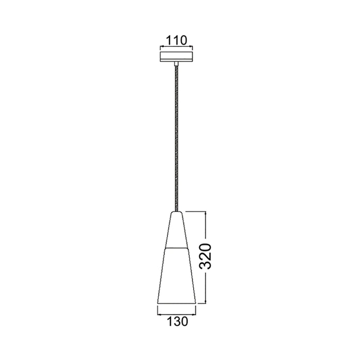 Pendant ES Opal glass Long Cone w/wood highlights OD130mm