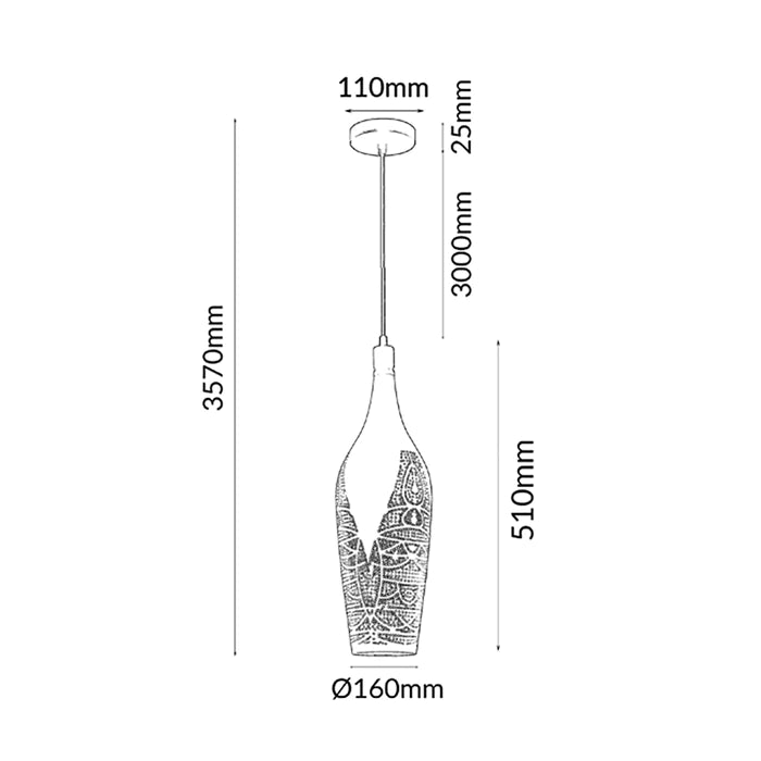 Pendant ES Black Bottle OD160mm w/Gold