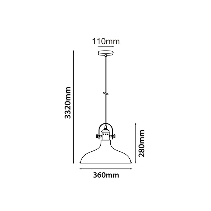 Pendant ES Matt White Dome w/Copper Highlights OD360mm