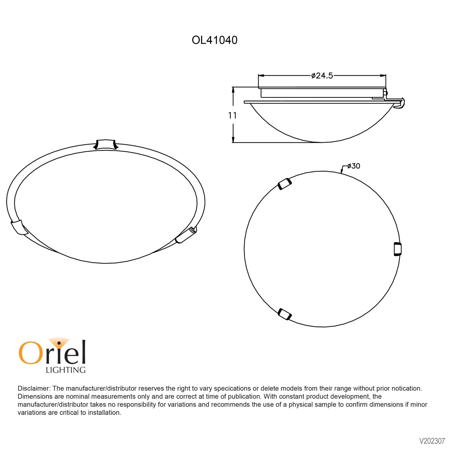 Remo 30cm Br.Chr Clips Alabaster Oyster