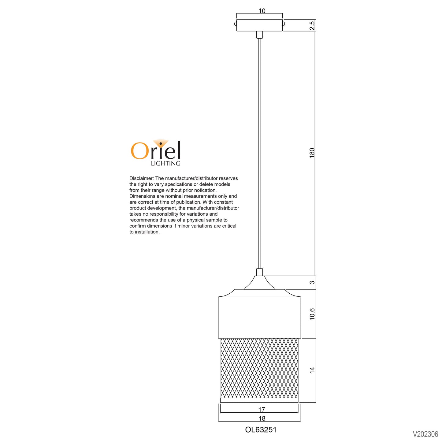 Chester.18 Single Mesh Pendant Black