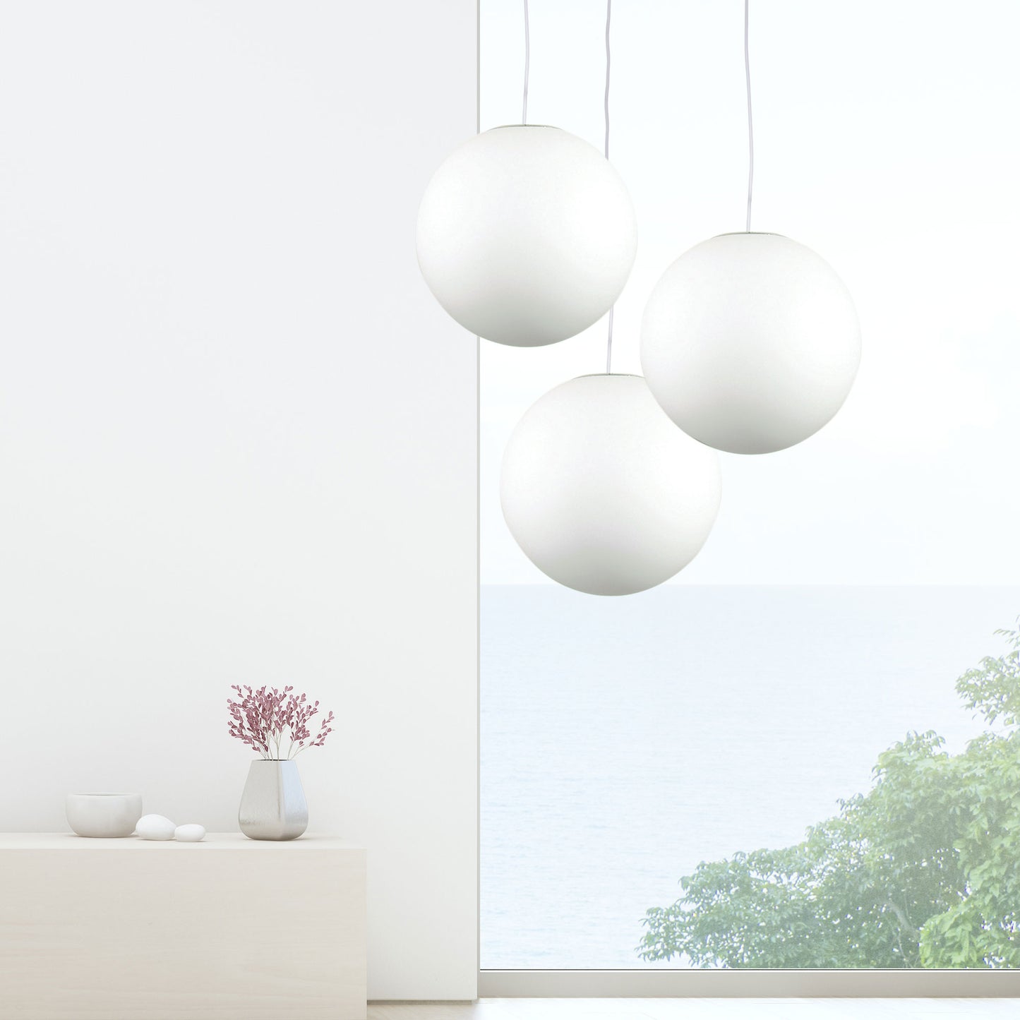Phase 30cm Opal Acrylic White Pend 60w