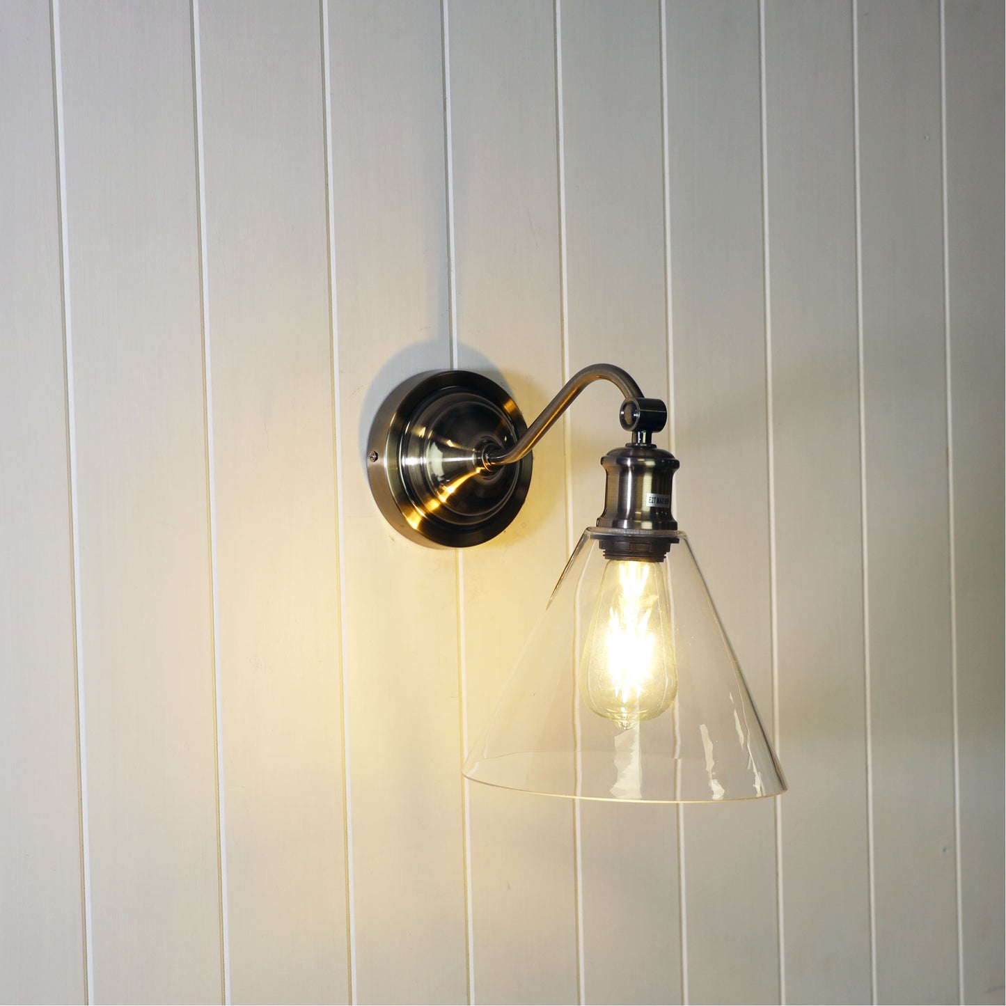 Abby Wall Light Ant Brass / Clear