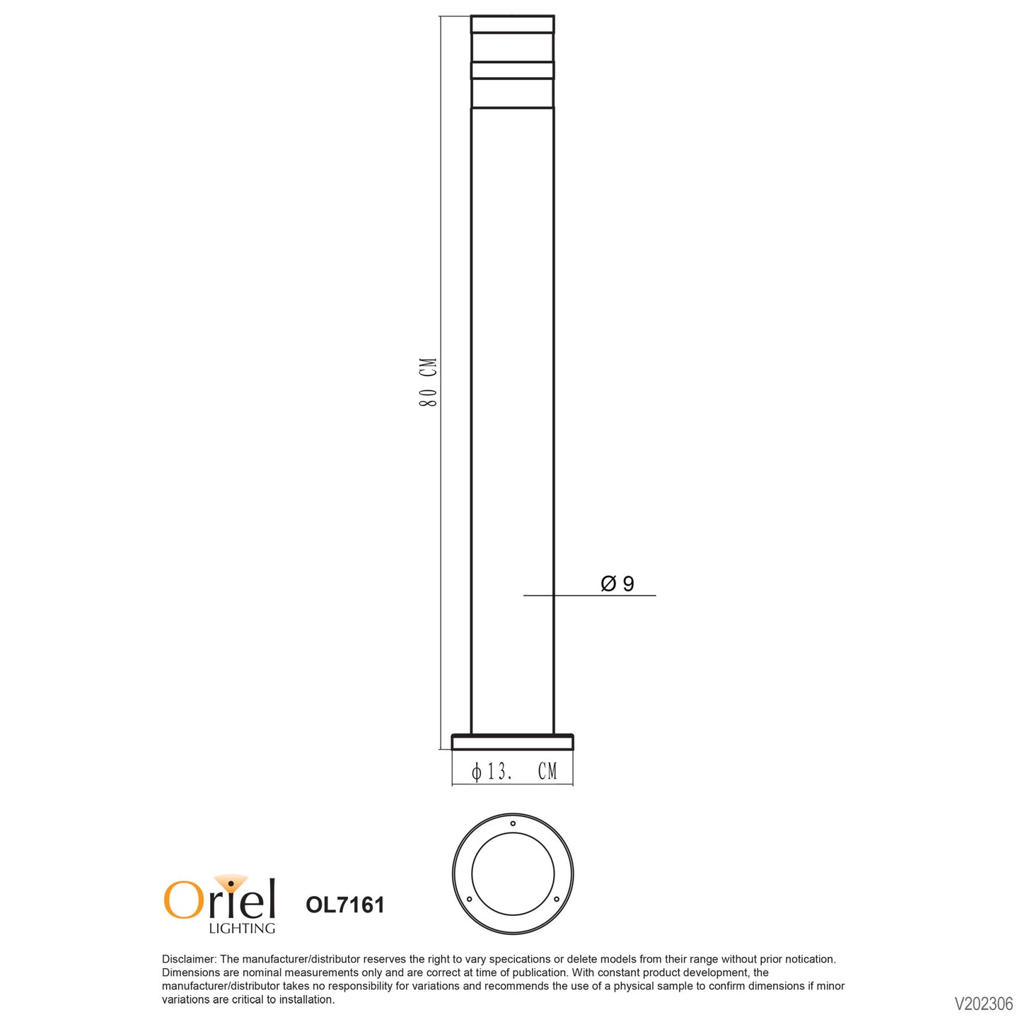 Tove Outdoor Bollard Light Black E27