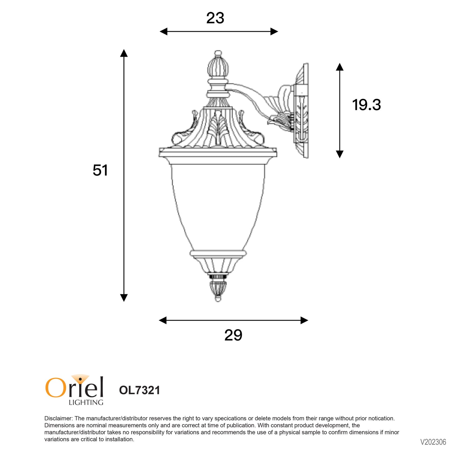 Newark Outdoor Wall Light Down Facing Black