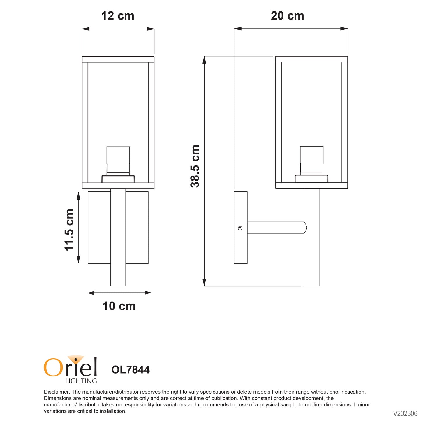 Pandora Outdoor Wall Bracket Black