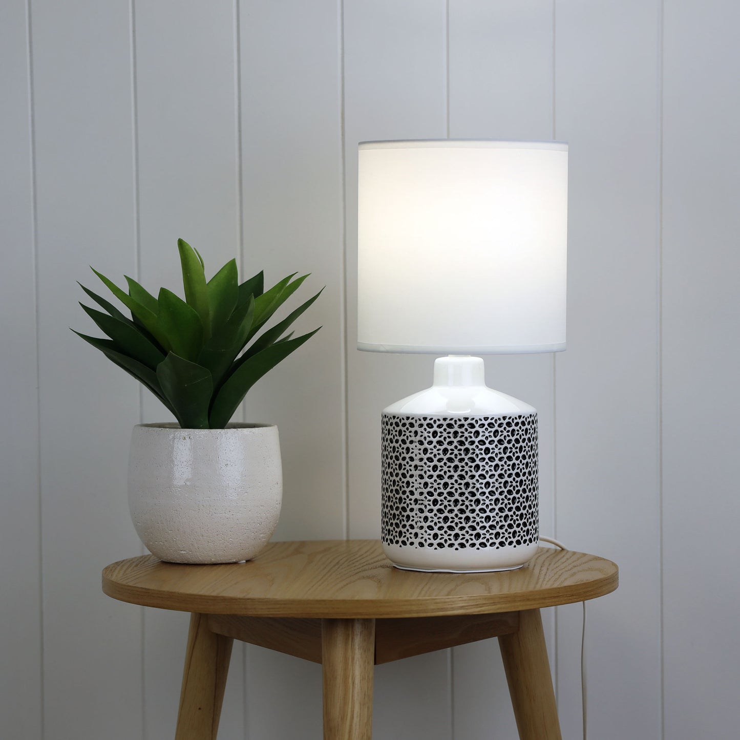 Celia Table Lamp White W/ White Shade