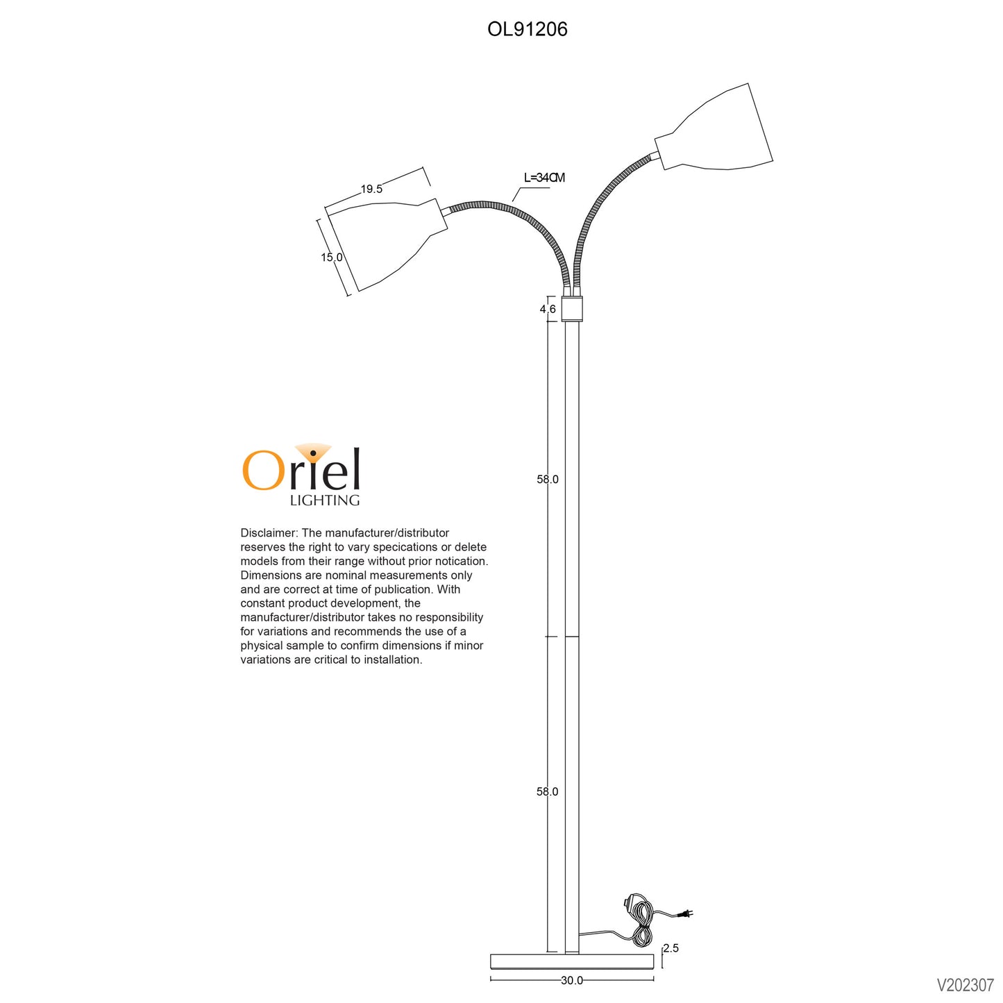 Retro Twin Floor Lamp Gunmetal