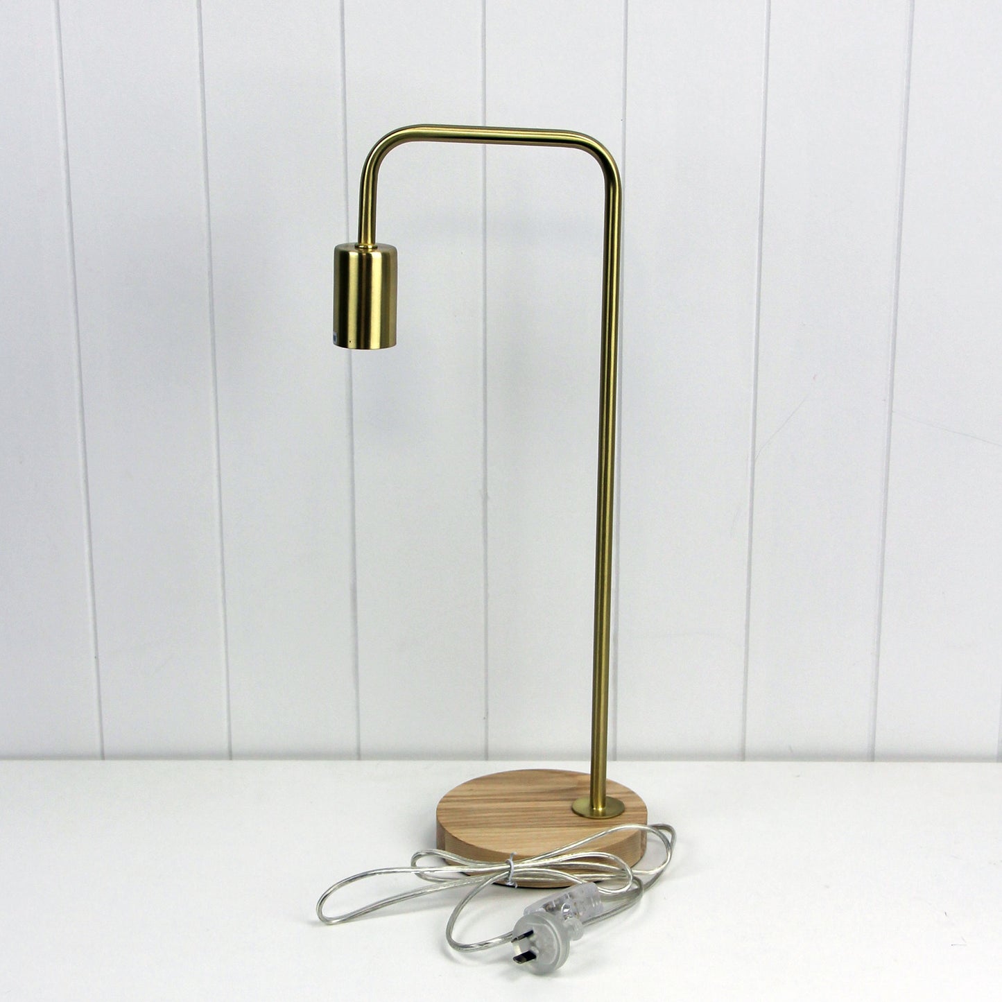 Lane Table Lamp Base Timber W/ Brushed Brass Arm