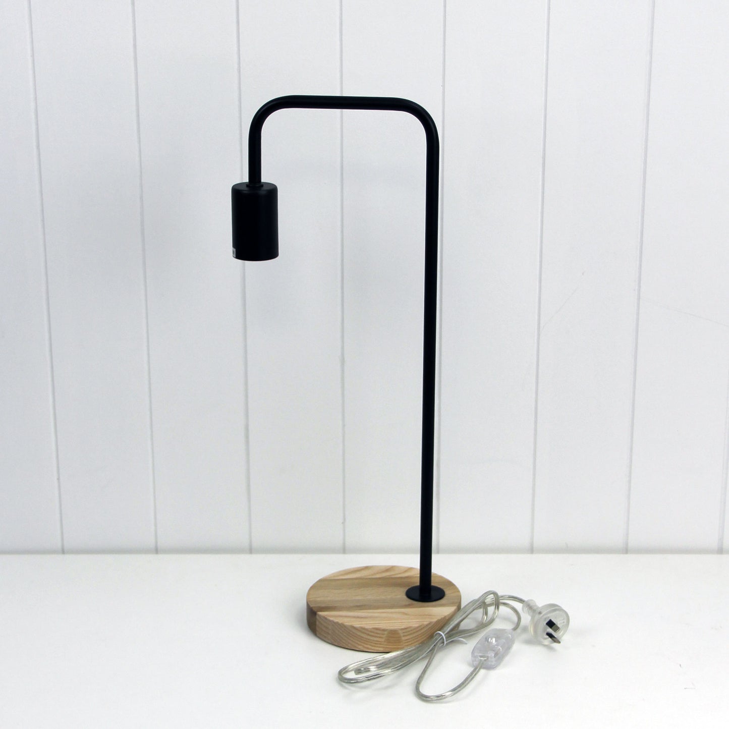Lane Table Lamp Base Timber W/ Black Arm