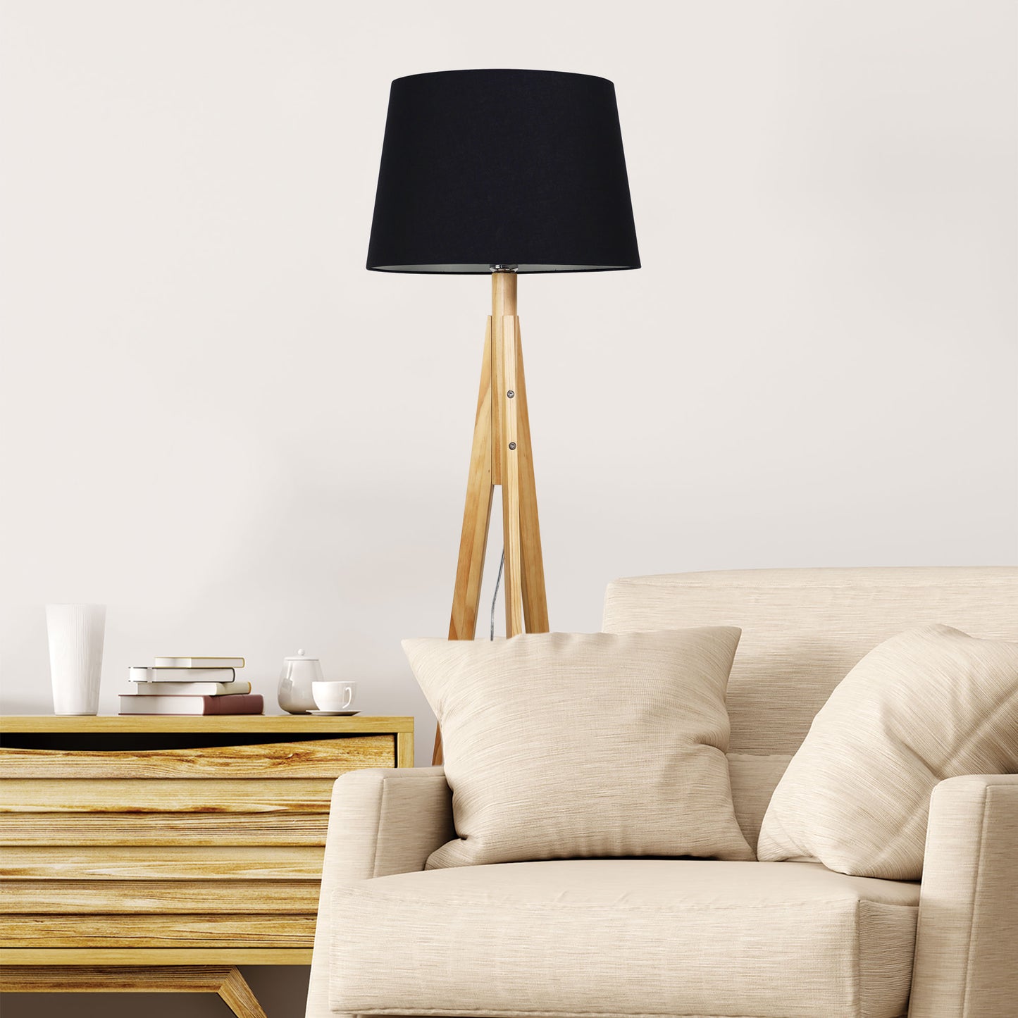 Stabb Kd Floor Lamp Base Timber Tripod