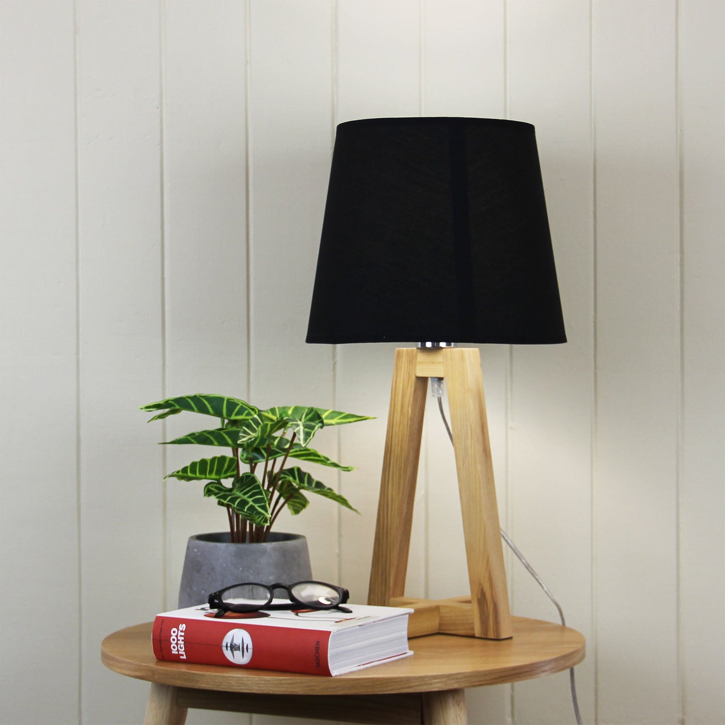 Edra Table Lamp W/ Black Cotton Shade