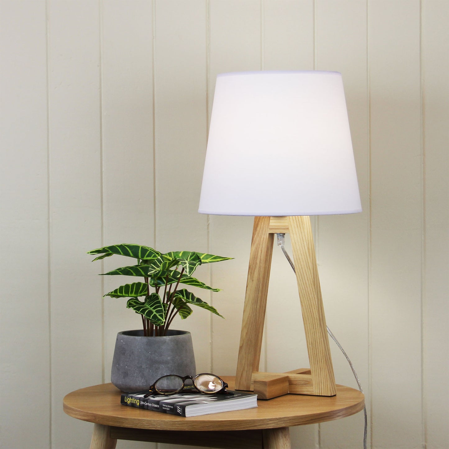 Edra Table Lamp W/ White Cotton Shade