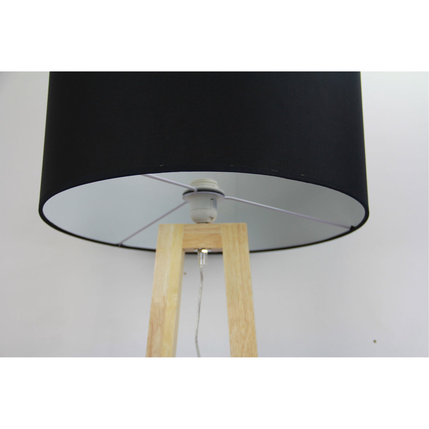 Edra Floor Lamp Timber W/ Black Cotton Shade