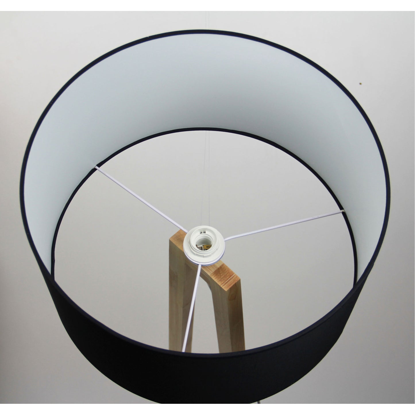 Edra Floor Lamp Timber W/ Black Cotton Shade