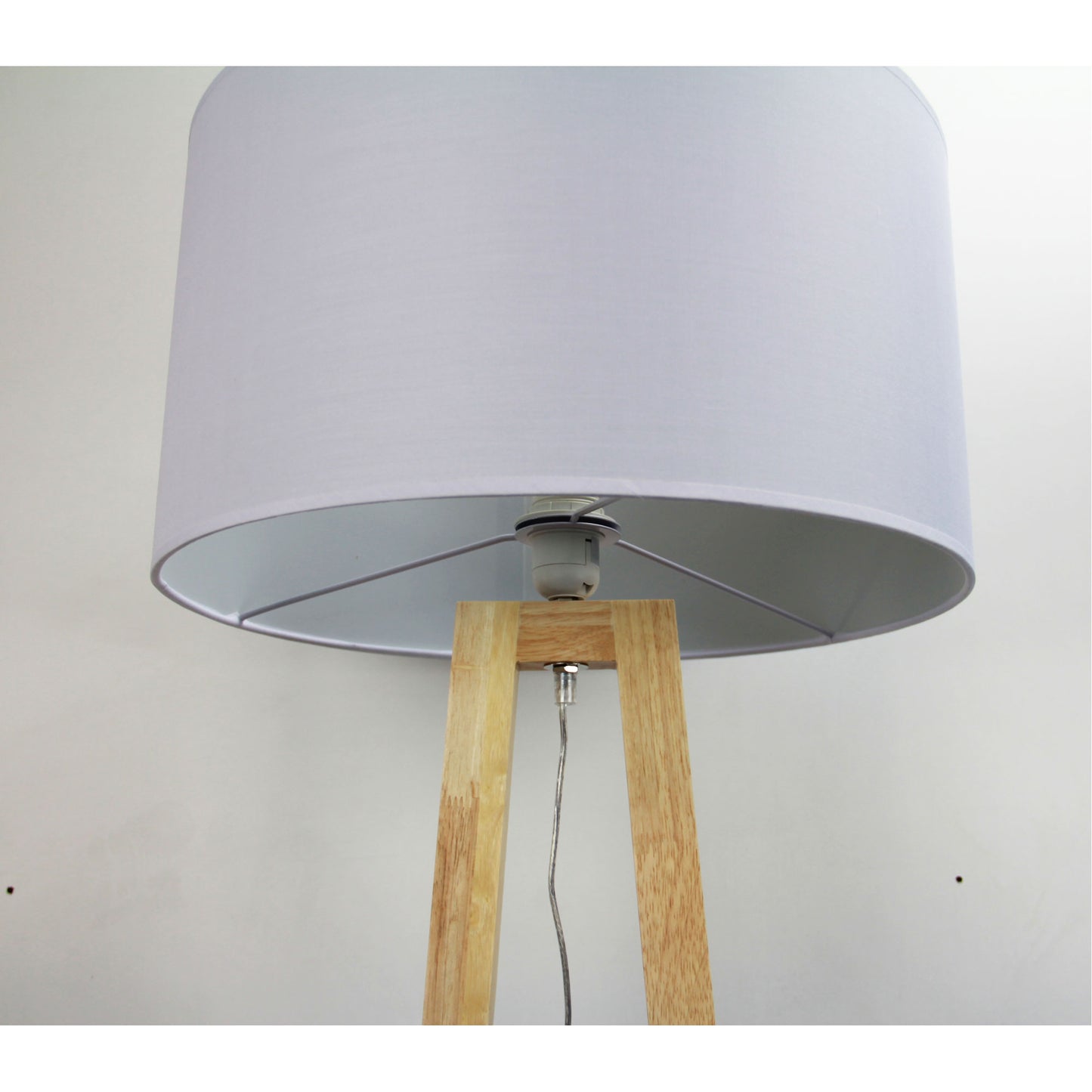 Edra Floor Lamp Timber W/ White Cotton Shade