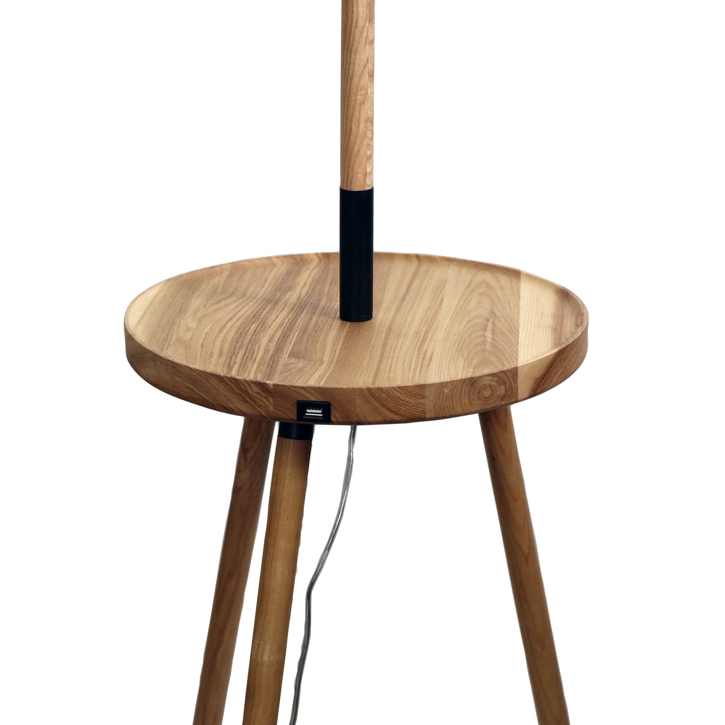Toft Floor Lamp Base W/ Table & Usb Natural
