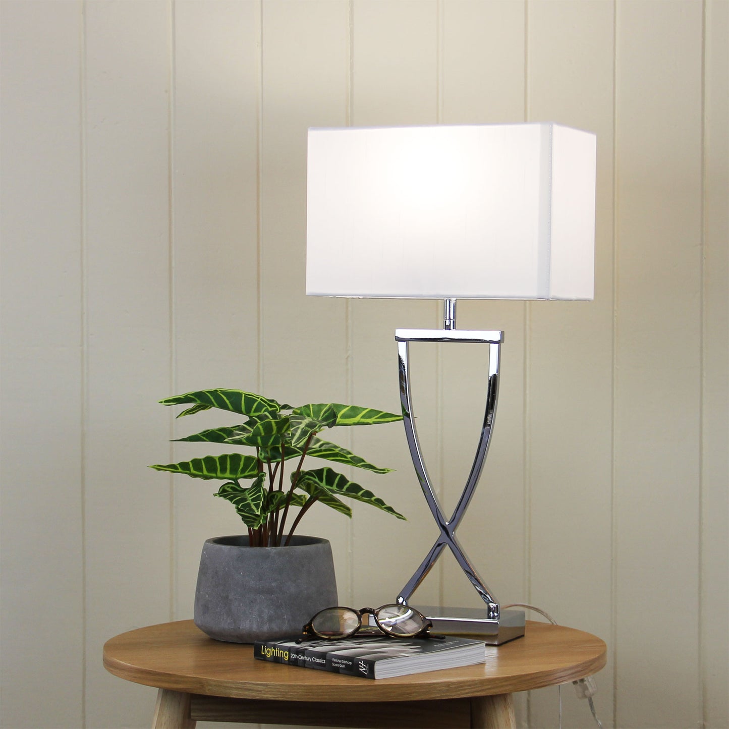 Chi Table Lamp Chrome Complete W/Shade