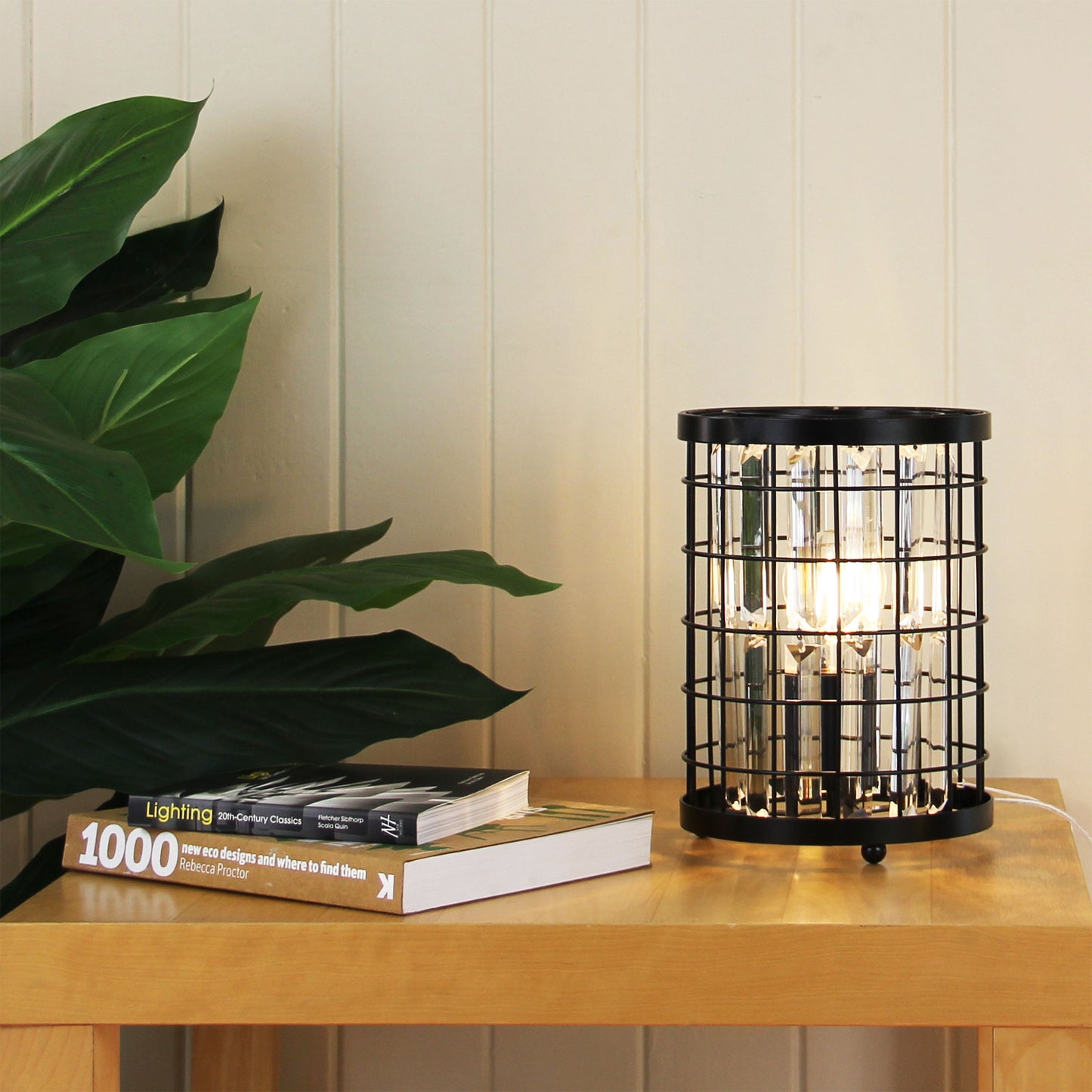 Delaware Table Lamp Black / Crystal