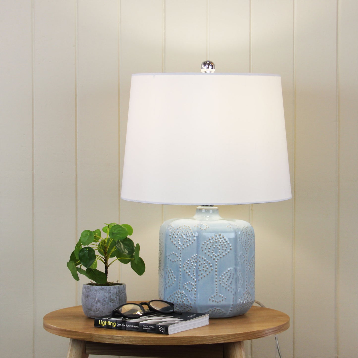 Bikki Blue Ceramic Complete Table Lamp W/Harp