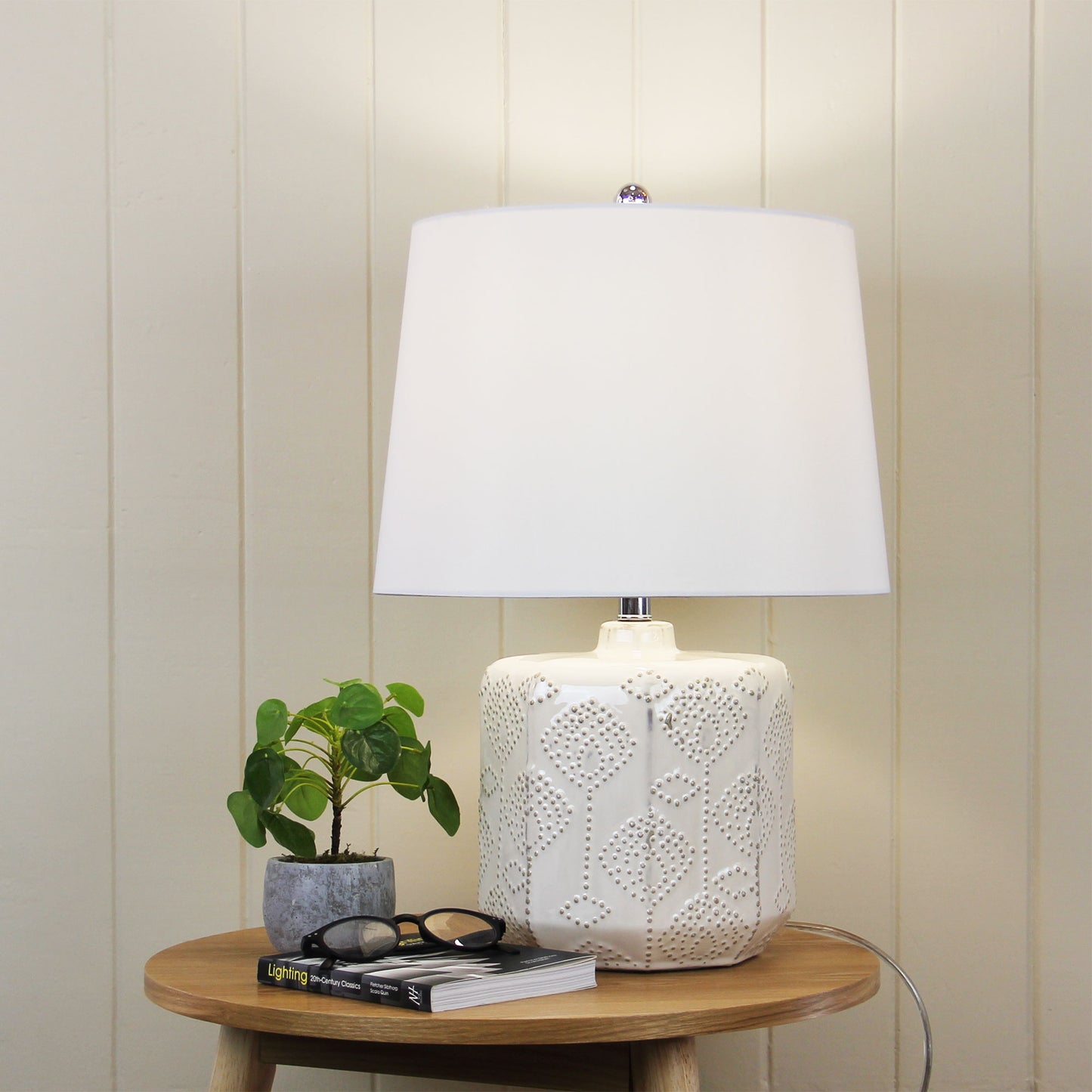 Bikki White Ceramic Complete Table Lamp W/Harp