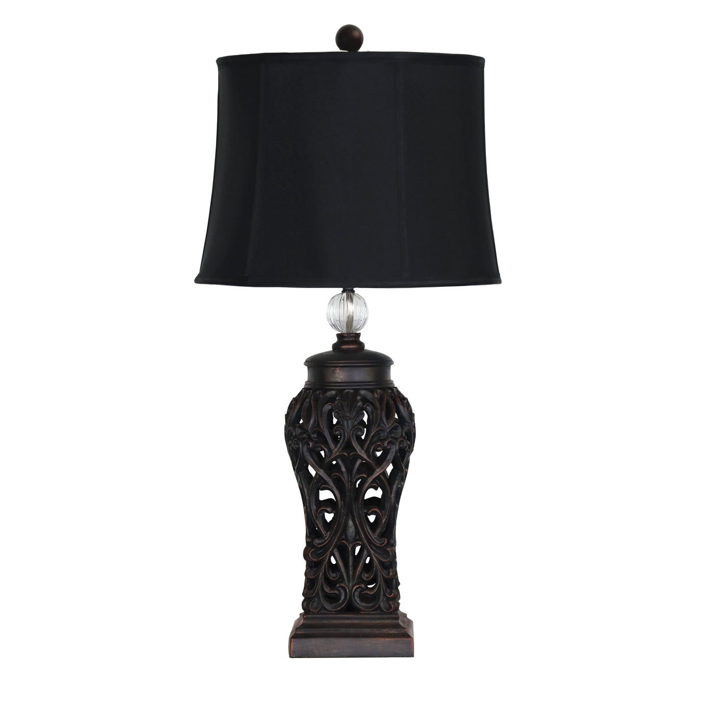 Dorne Antique Black Cut Complete Lamp W/Harp