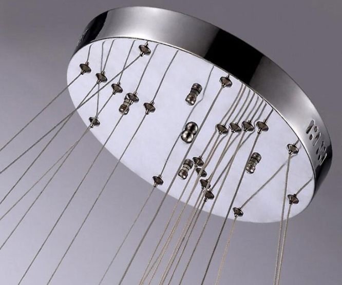 6 Ring Stainless Steel and Crystal Chandelier