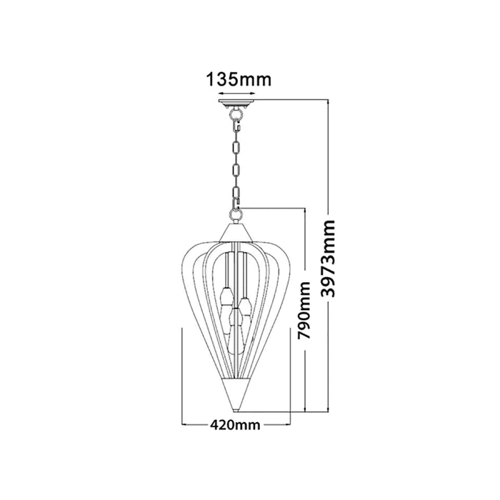 Pendant ESx3 Tuscan Coffee Cherry Wood Medium Arrow OD420mm