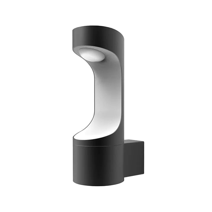 Wall 9W Round Matt Black w/Wh 3K IP54 Opal Diff 350 Lm
