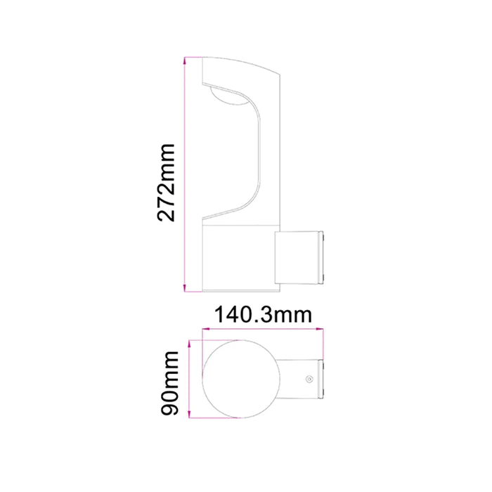Wall 9W Round Matt Black w/Wh 3K IP54 Opal Diff 350 Lm