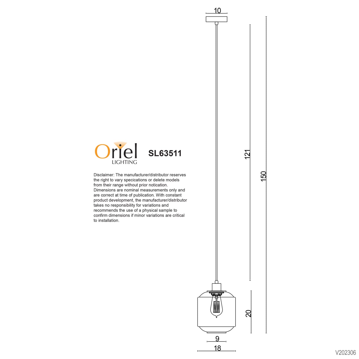 Marconi.18 1LT Pendant Clear Glass