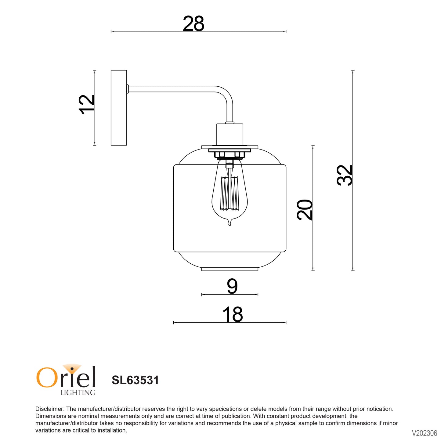 Marconi Wall Light Clear Glass