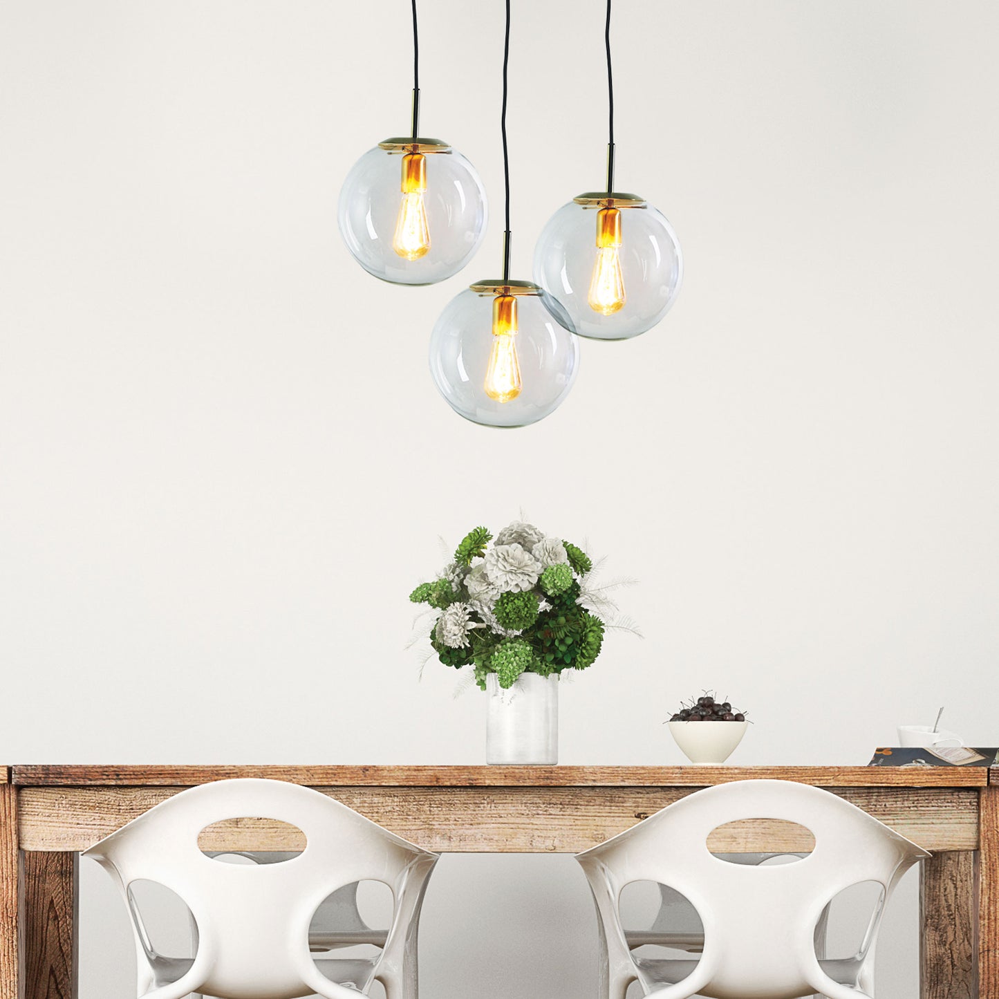 Newton.25 Single Pendant Clear / Brushed Brass