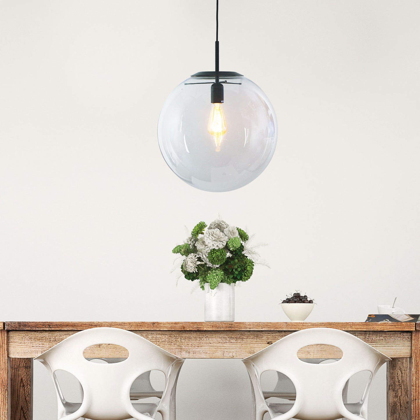 Newton.40 Single Pendant Clear / Matt Black