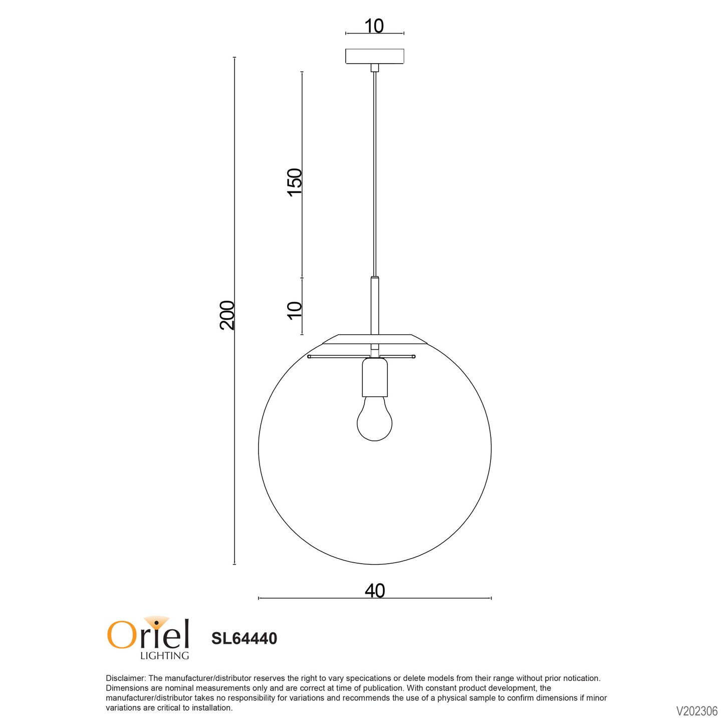 Newton.40 Single Pendant Clear / Matt Black