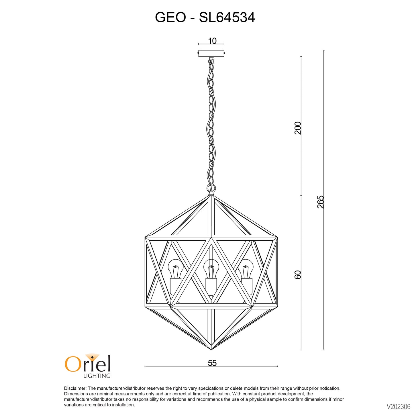 Geo 4 Pendant Matt Black