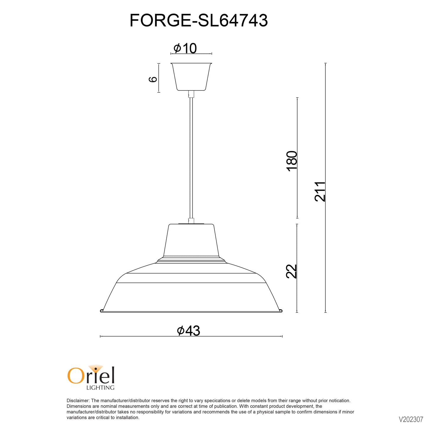 Forge 430 Single Pendant Black
