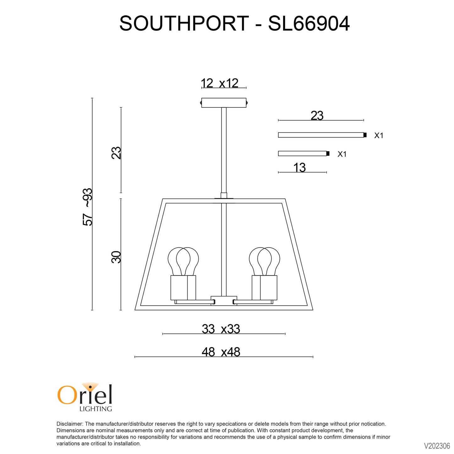 Southport.48 4 Light Pendant Brushed Chrome