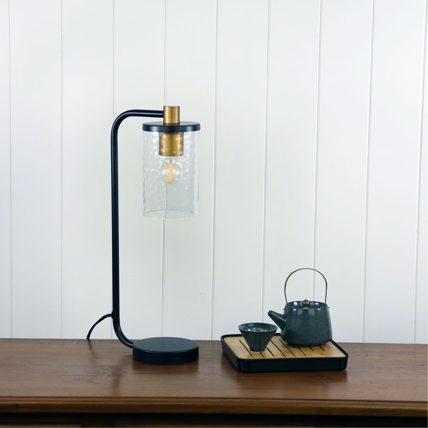 Raymont Table Lamp Matt Black / Clear