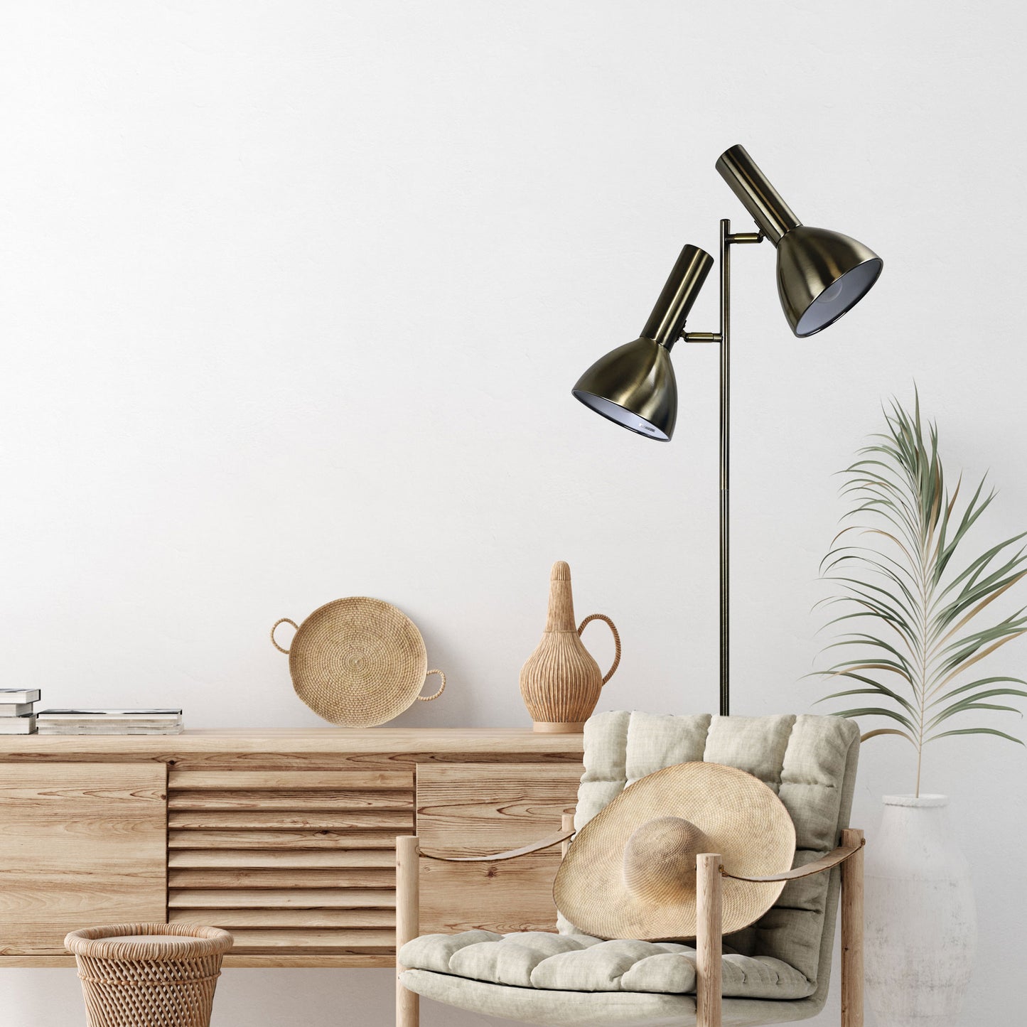 Vespa Twin Floor Lamp Antique Brass