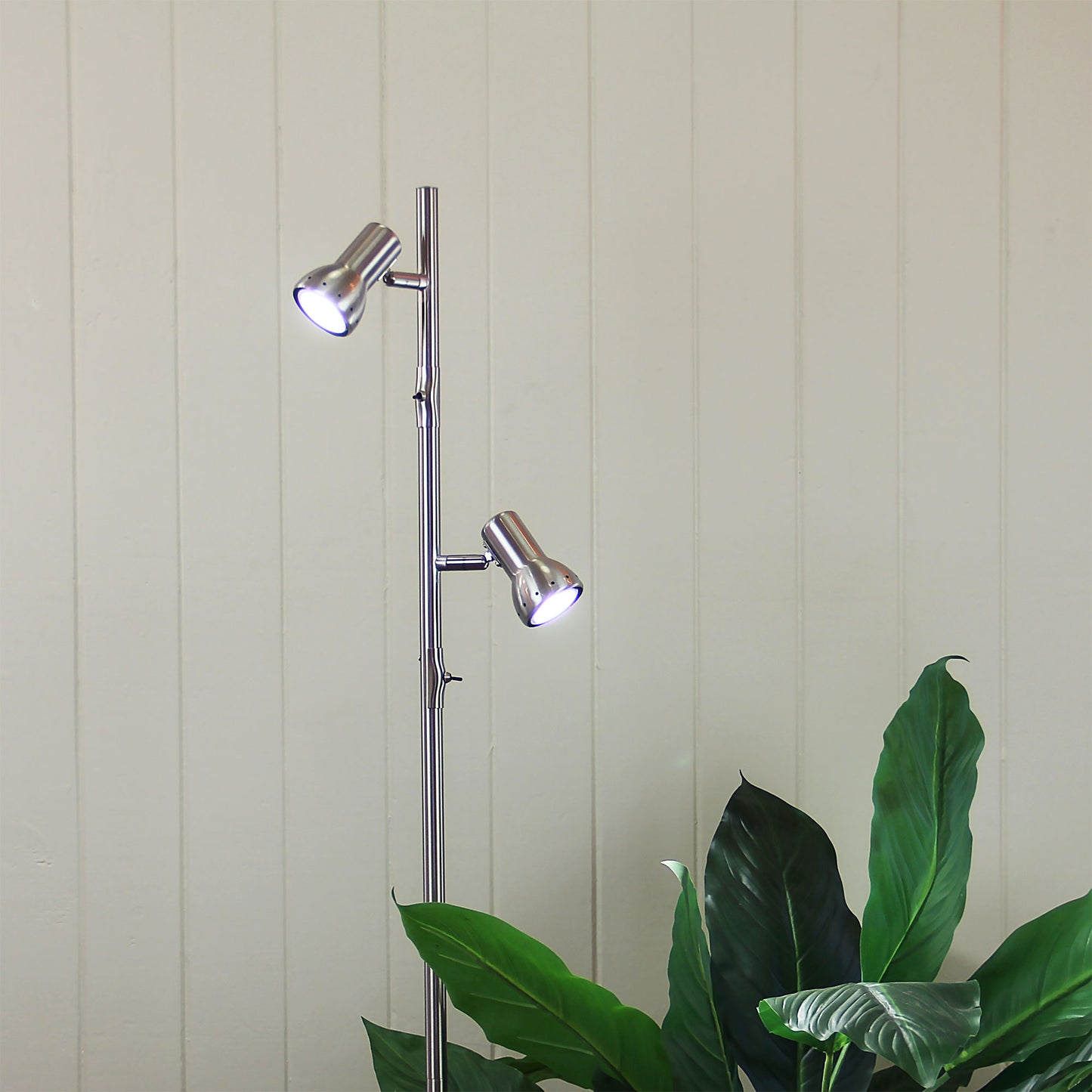 Daxam LED Twin Floor Lamp Brushed Chrome