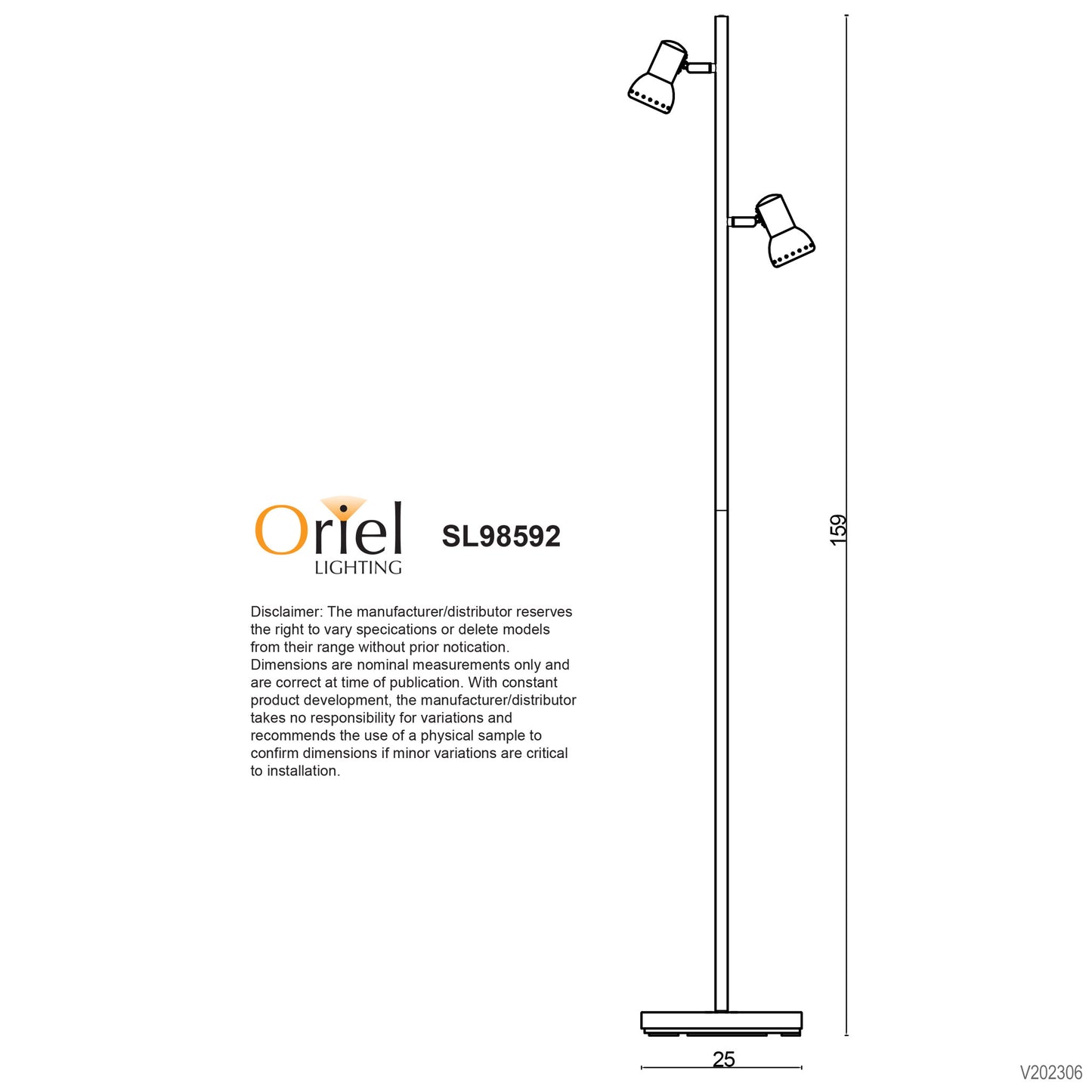 Daxam LED Twin Floor Lamp Black