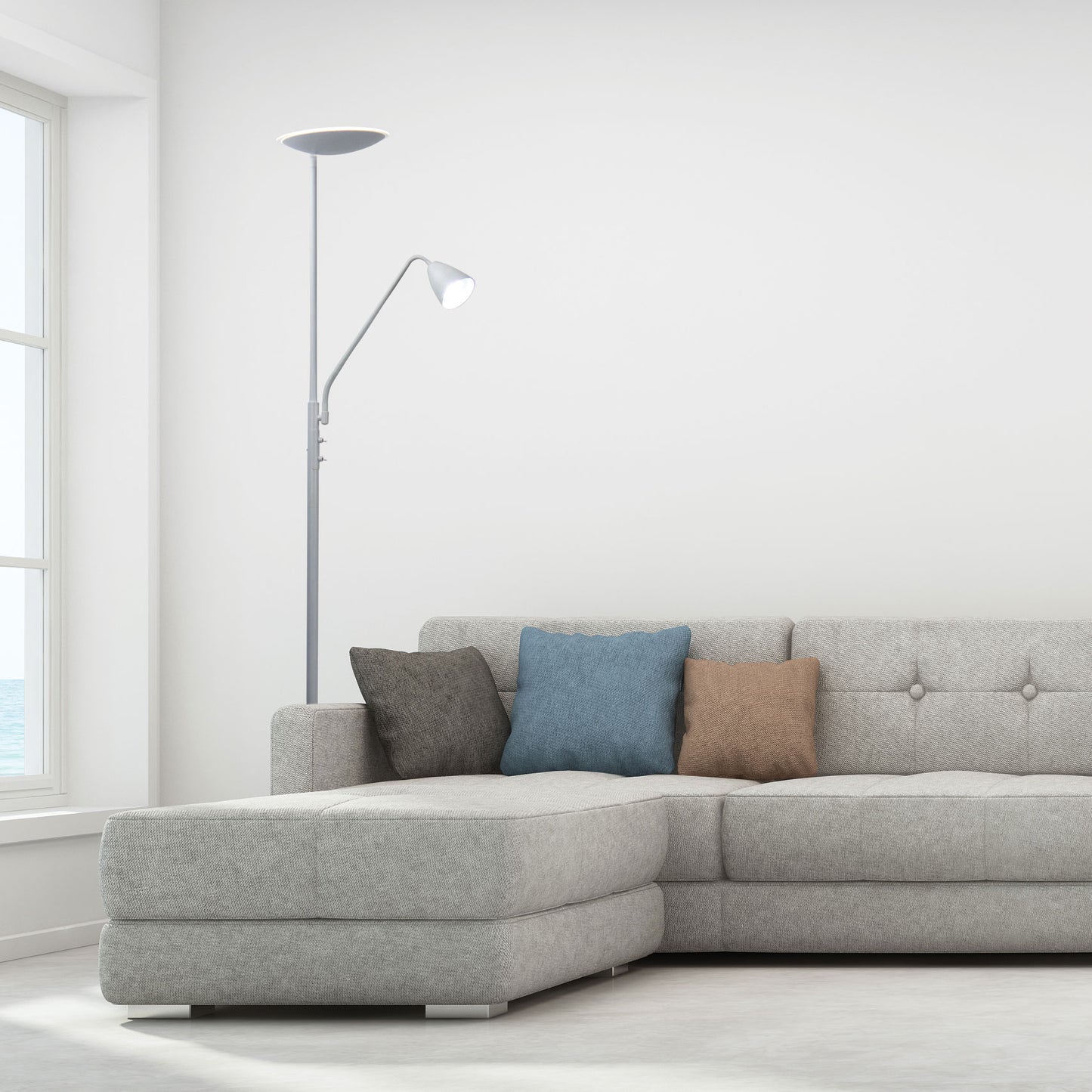 Up2 LED Floor Lamp Matt White W/ Child