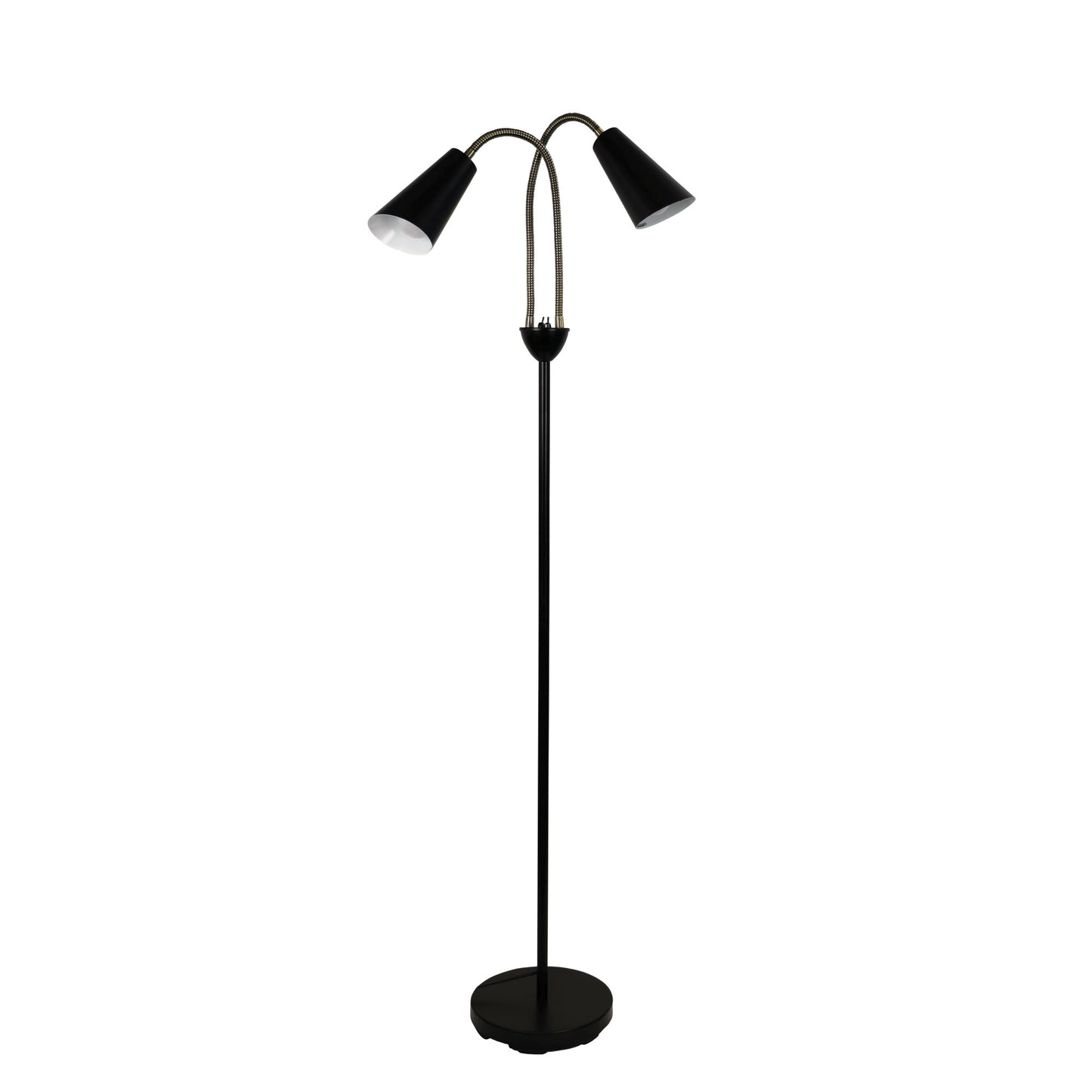 Walt Twin Floor Lamp Ant Brass + Black