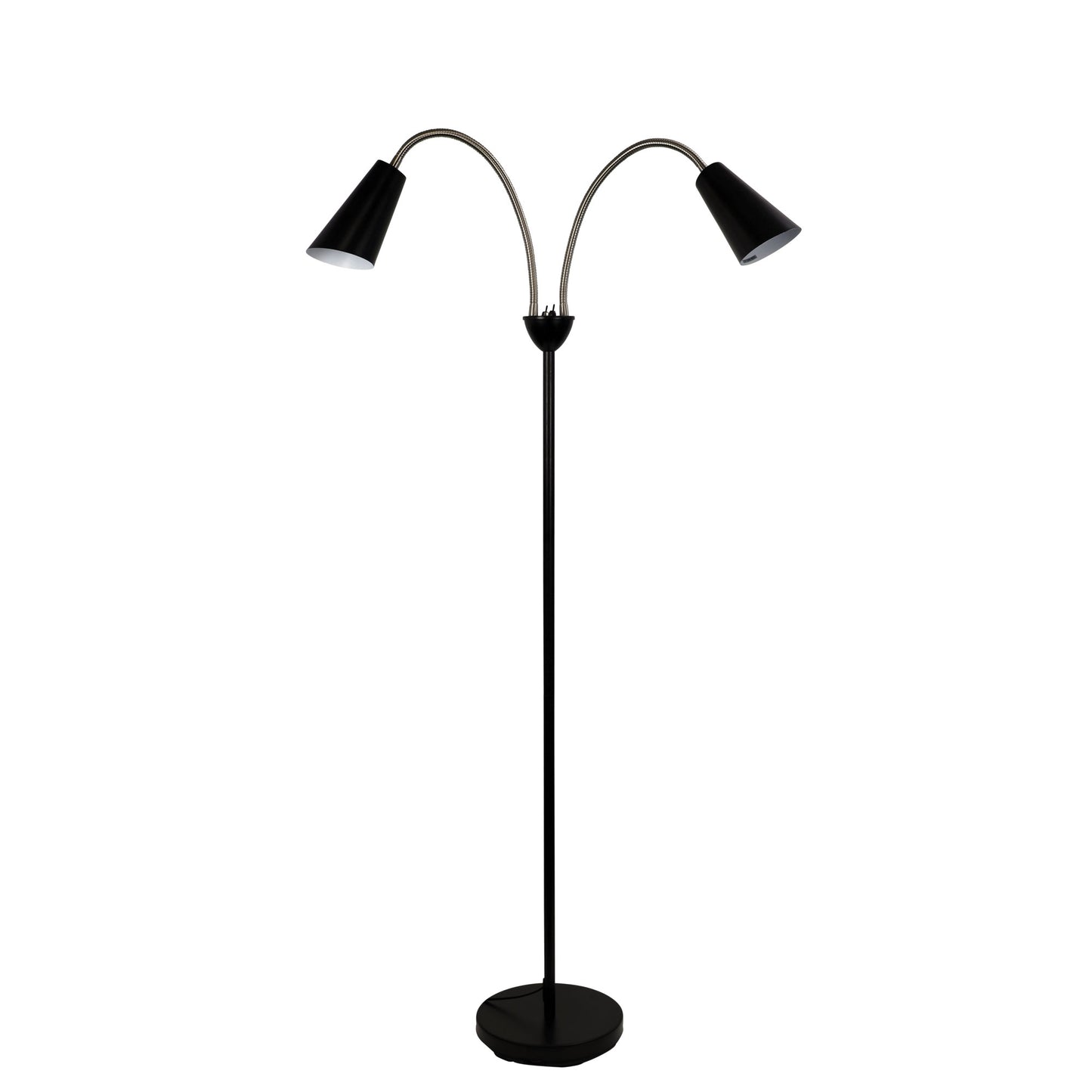 Walt Twin Floor Lamp Brushed Chrome + Black