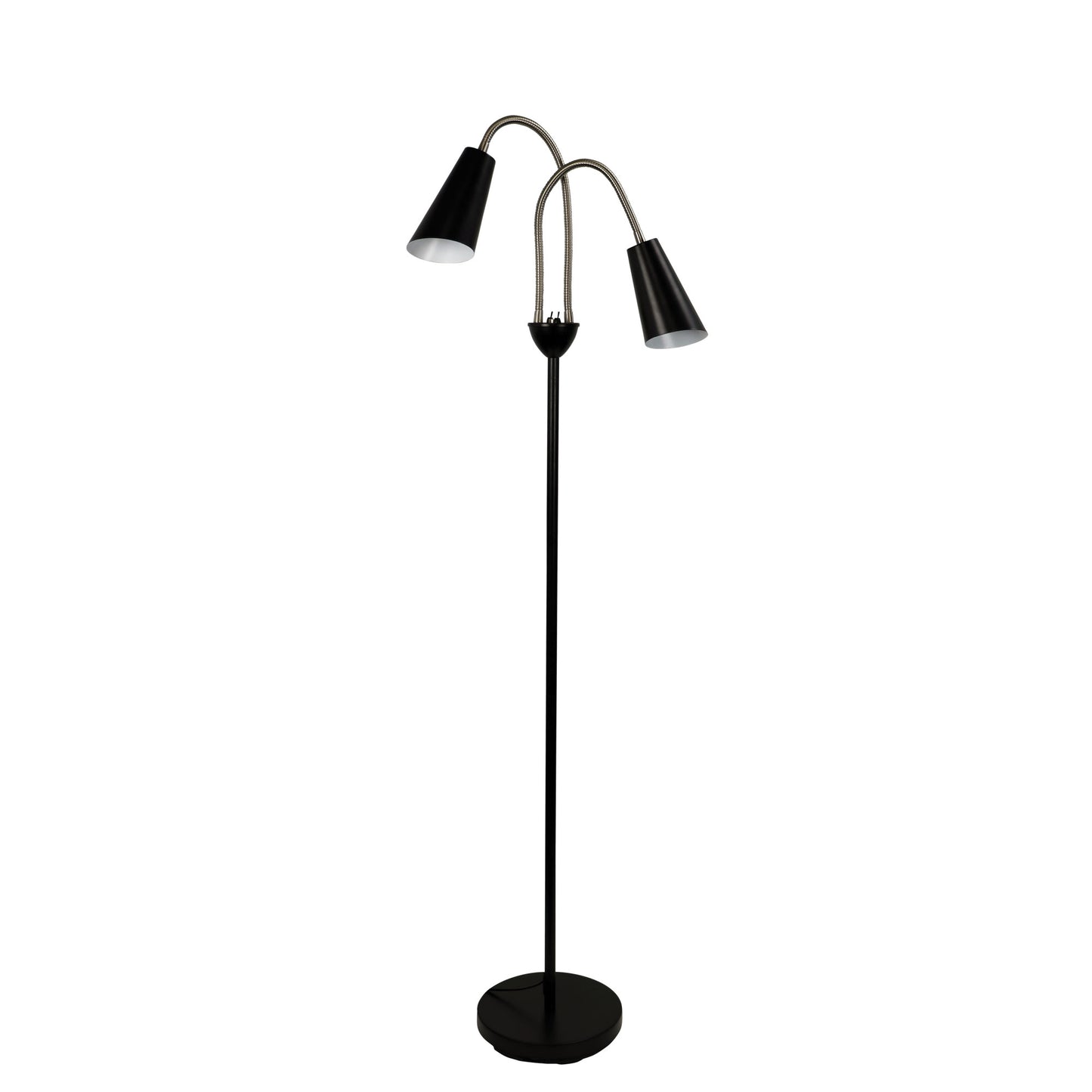Walt Twin Floor Lamp Brushed Chrome + Black
