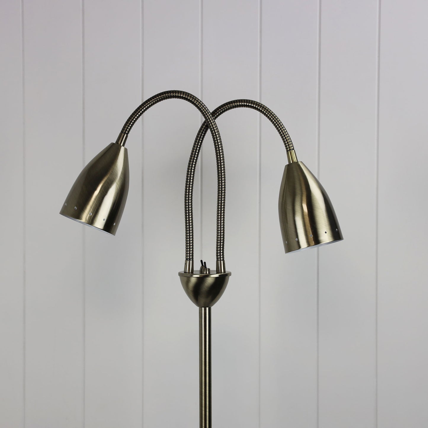 Stan Twin Floor Lamp Antique Brass